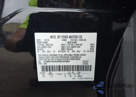 2024 Ford Edge Titanium z USA, uszkodzony, nr VIN 2FMPK4K95RBA45986